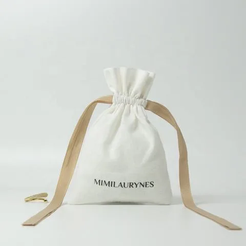 White Cotton Drawstring Pouch
