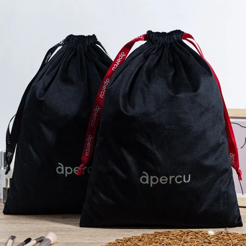Black Velvet Drawstring Pouch