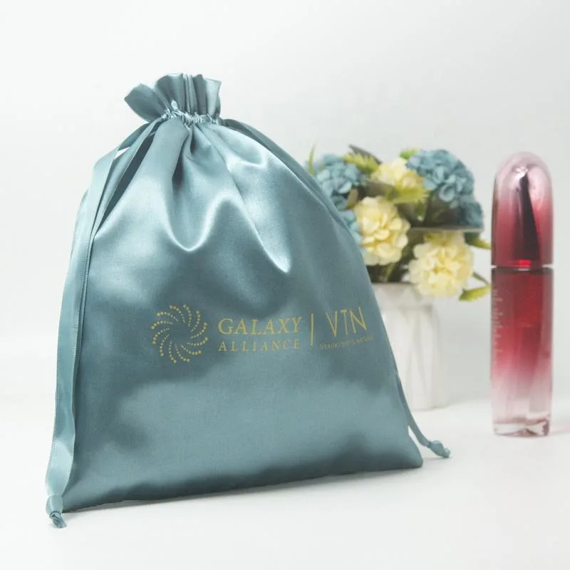 Black Satin Drawstring Pouch