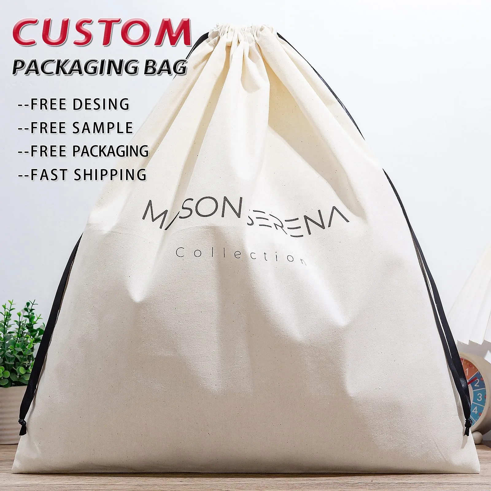 Textured Fabric Drawstring Pouch