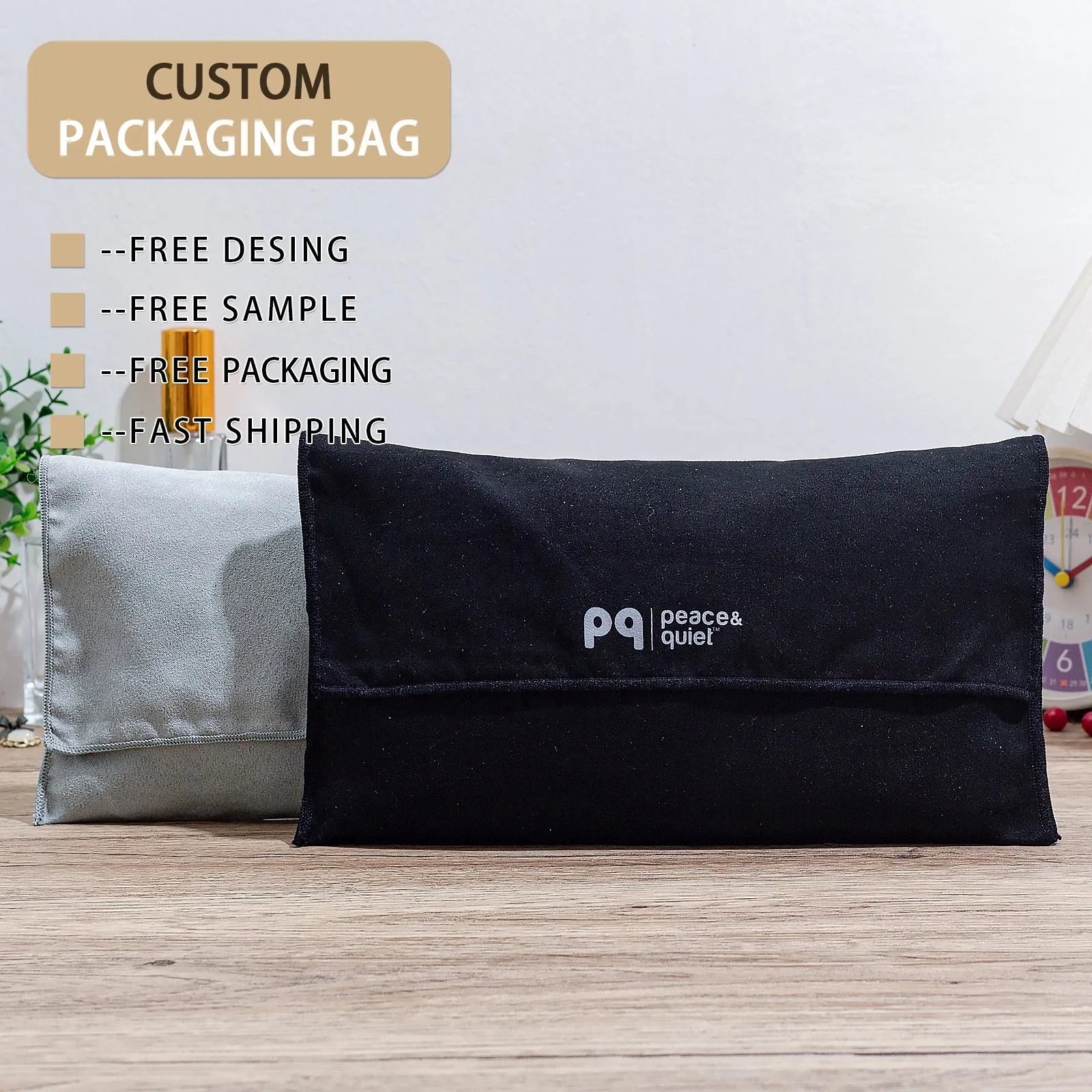 Black Fabric Envelope Pouch