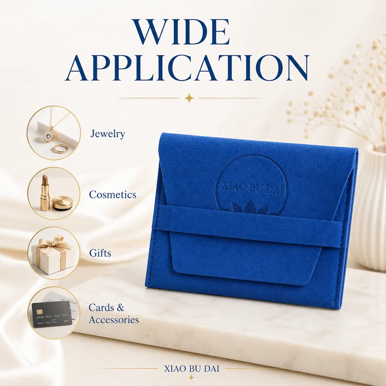 Blue Microfiber Envelope Pouch