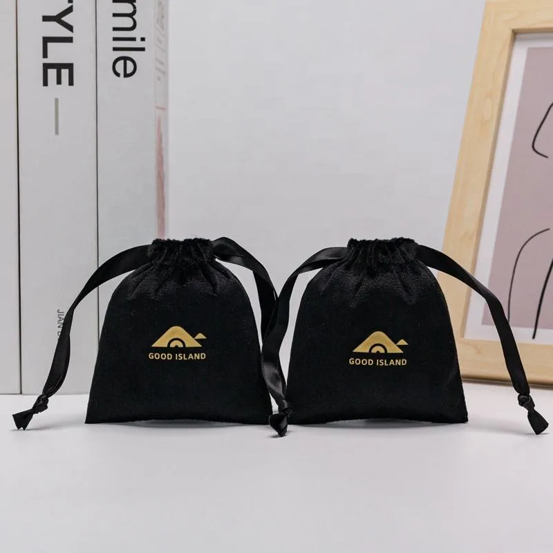 Black Velvet Drawstring Pouch