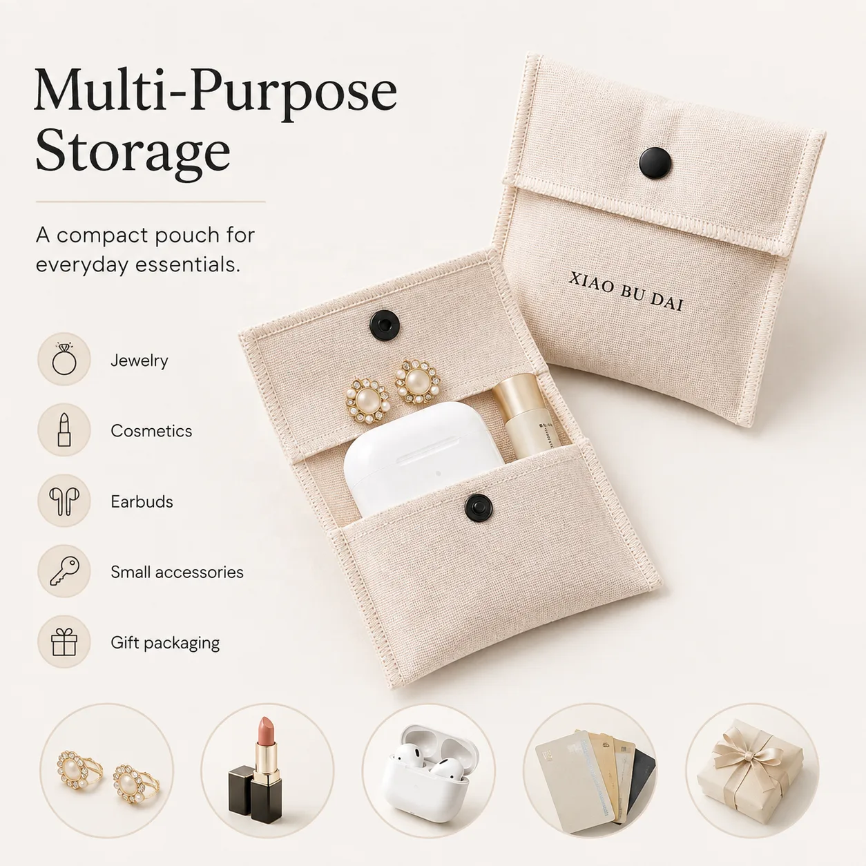 Textured Fabric Envelope Pouch