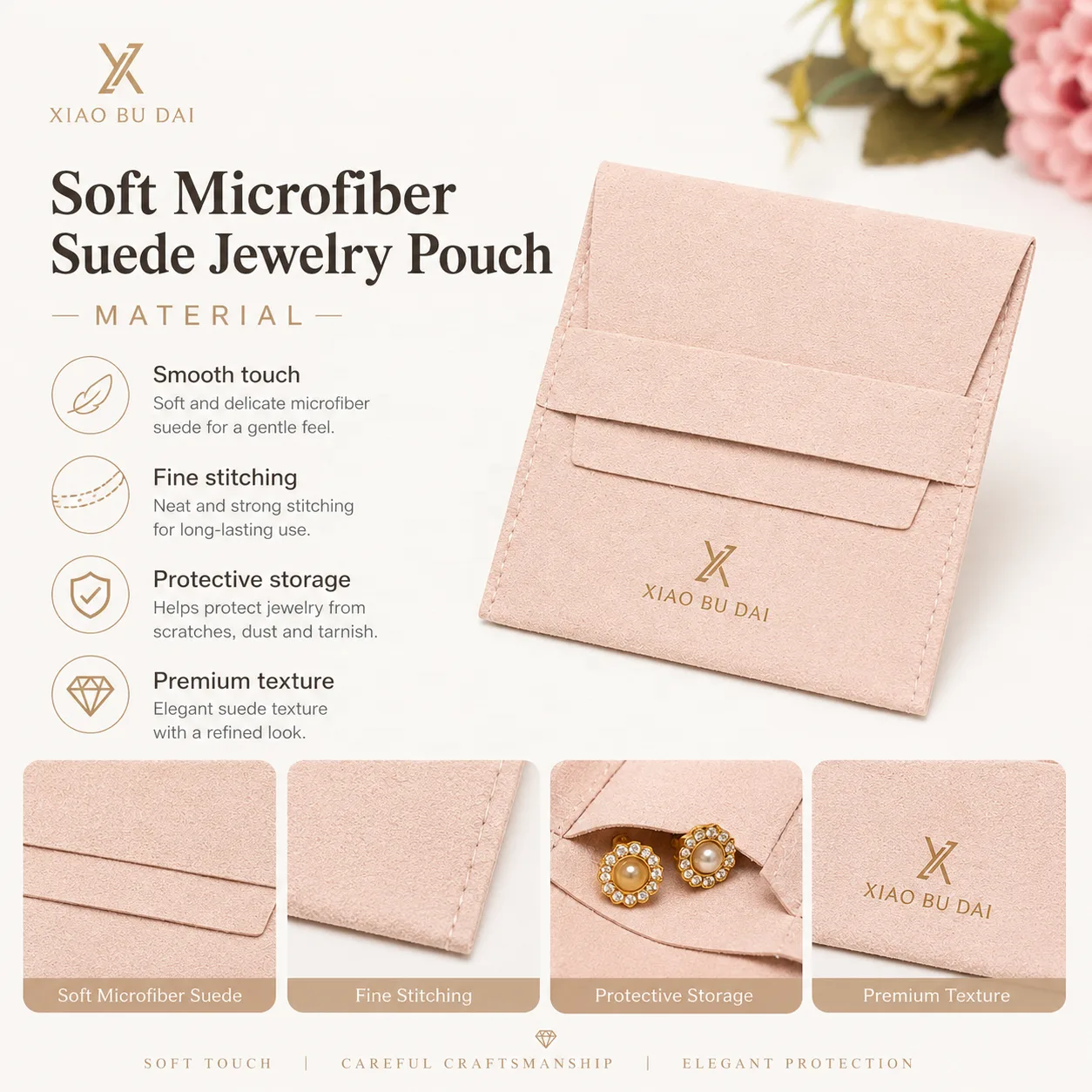 Pink Microfiber Envelope Pouch