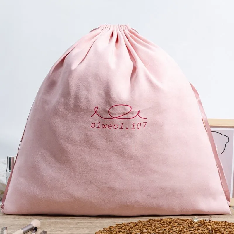 Pink Microfiber Drawstring Pouch