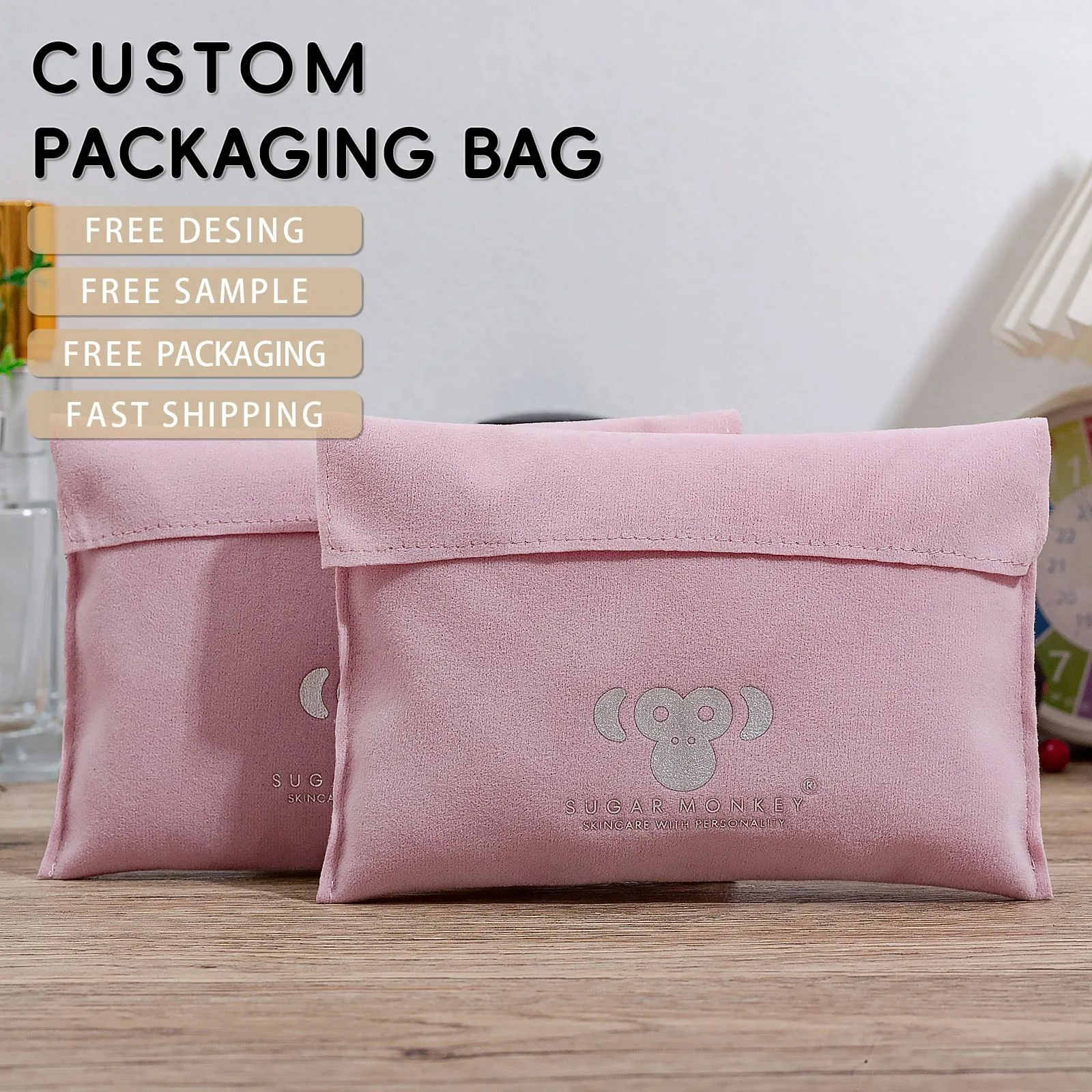 Pink Velvet Envelope Pouch
