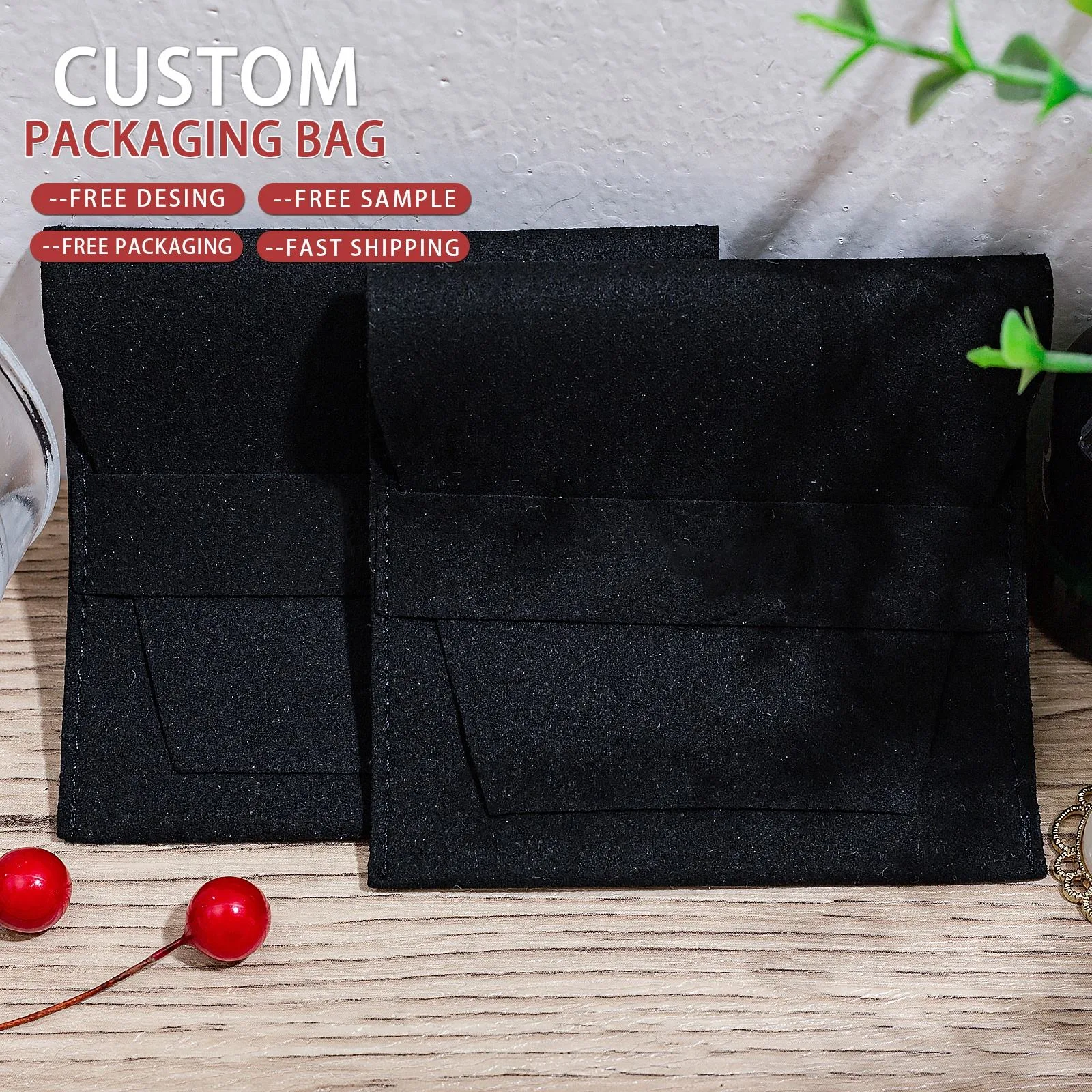 Black Microfiber Envelope Pouch