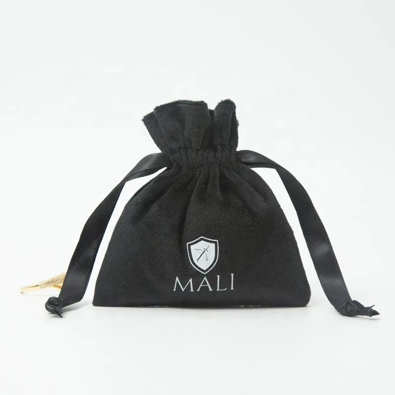 Black Velvet Drawstring Pouch