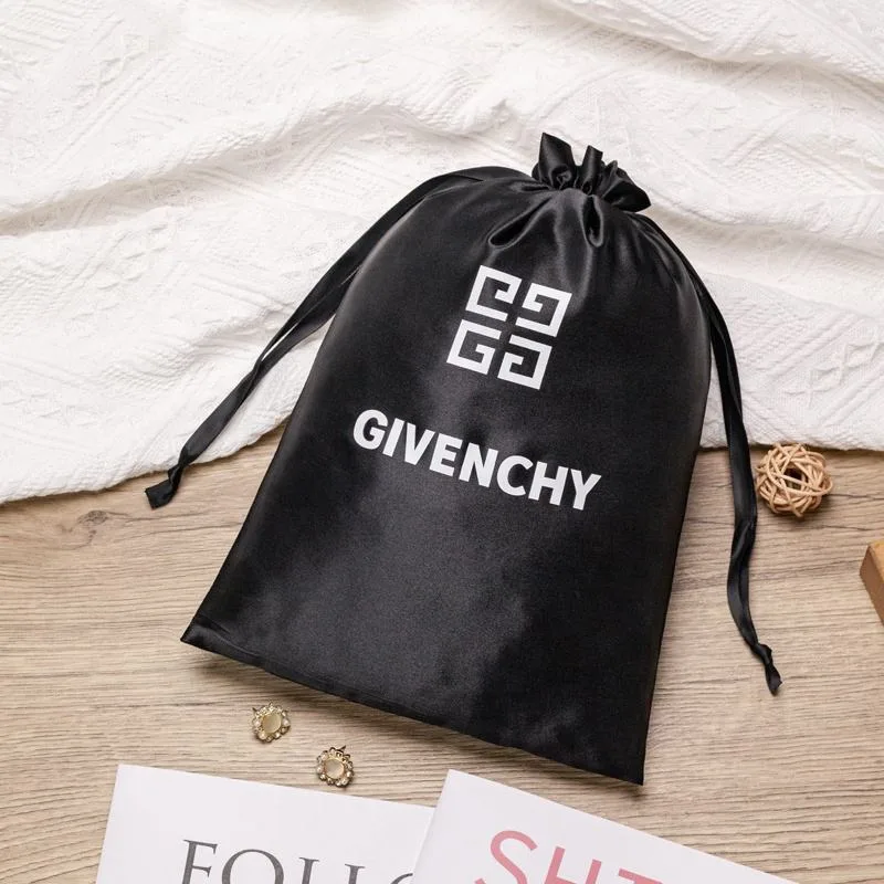 Black Satin Drawstring Pouch