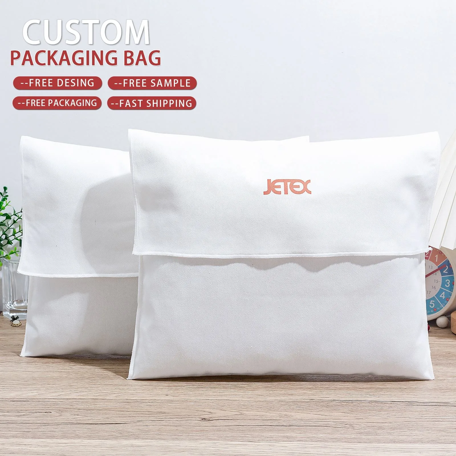 White Fabric Envelope Pouch