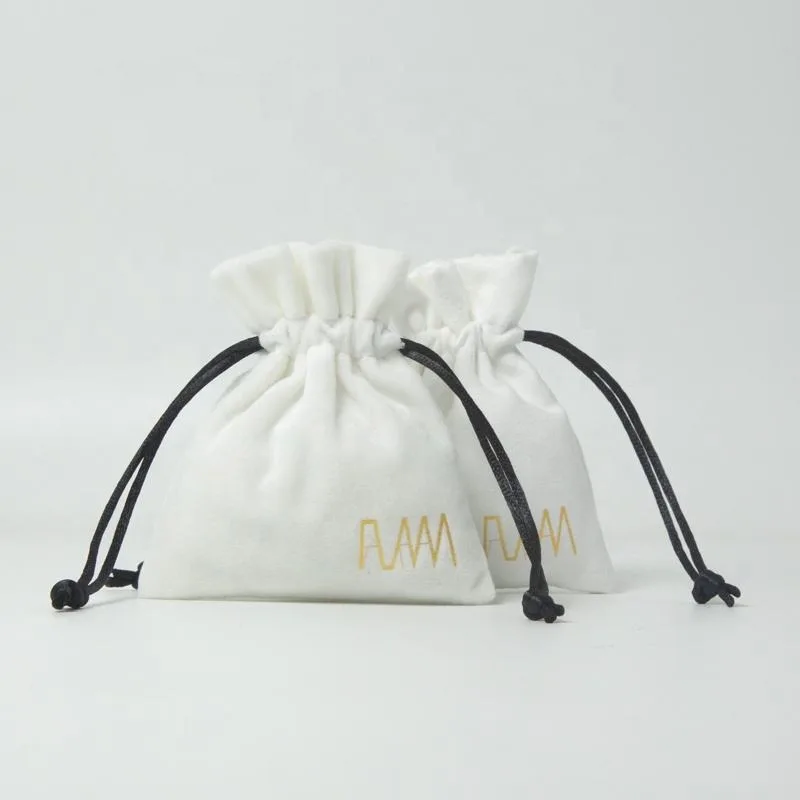 White Velvet Drawstring Pouch