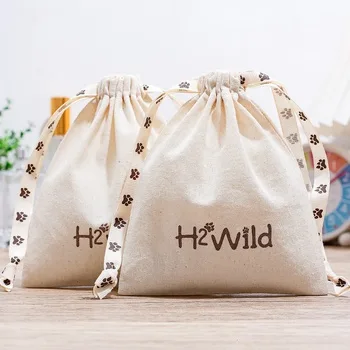 Beige Cotton Drawstring Pouch — image 2