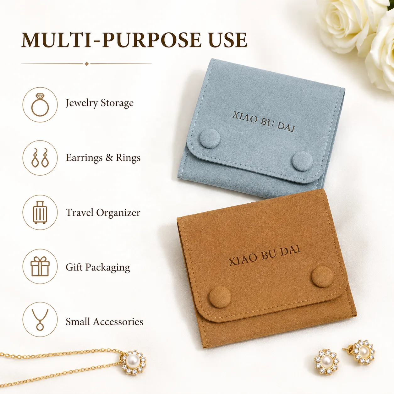 Blue Microfiber Envelope Pouch