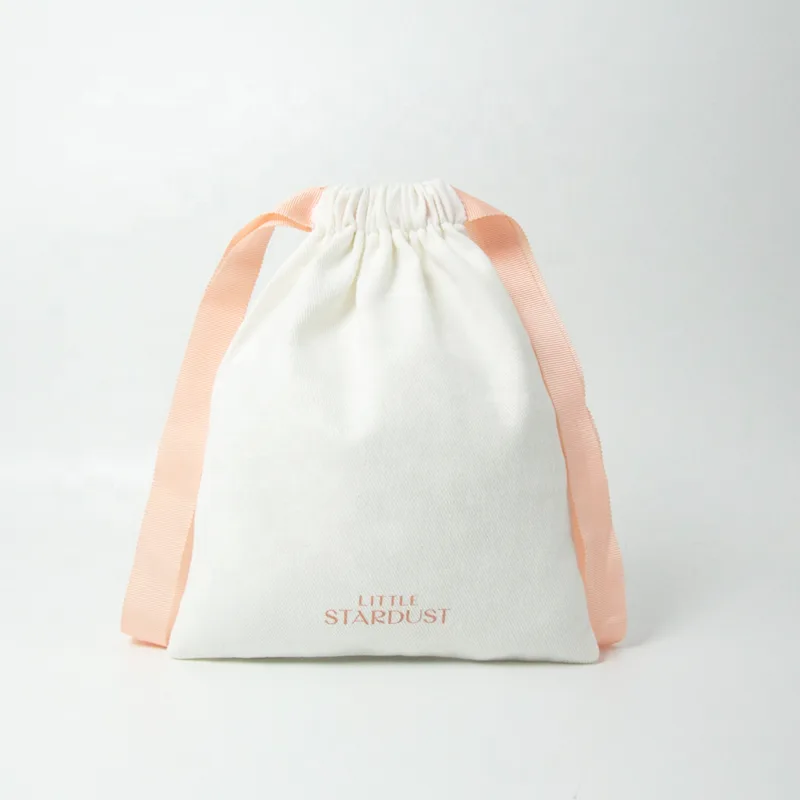 White Cotton Drawstring Pouch