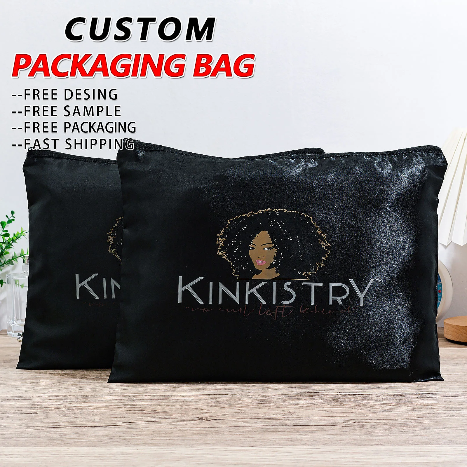 Black Fabric Zipper Pouch