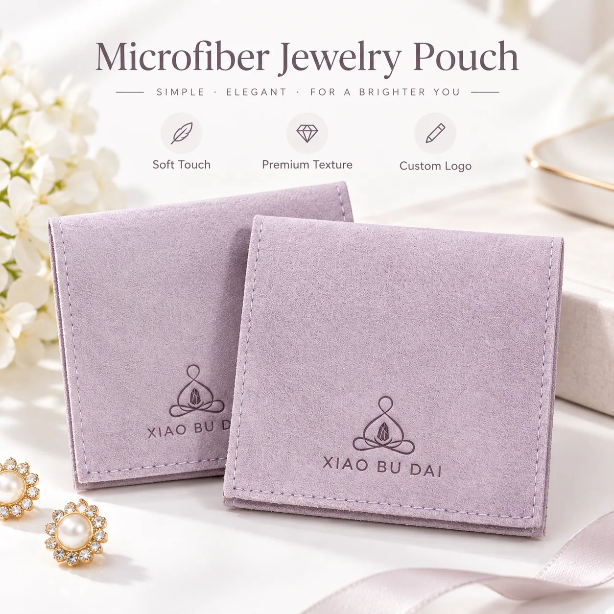 Microfiber Snap-Button Jewelry Pouch