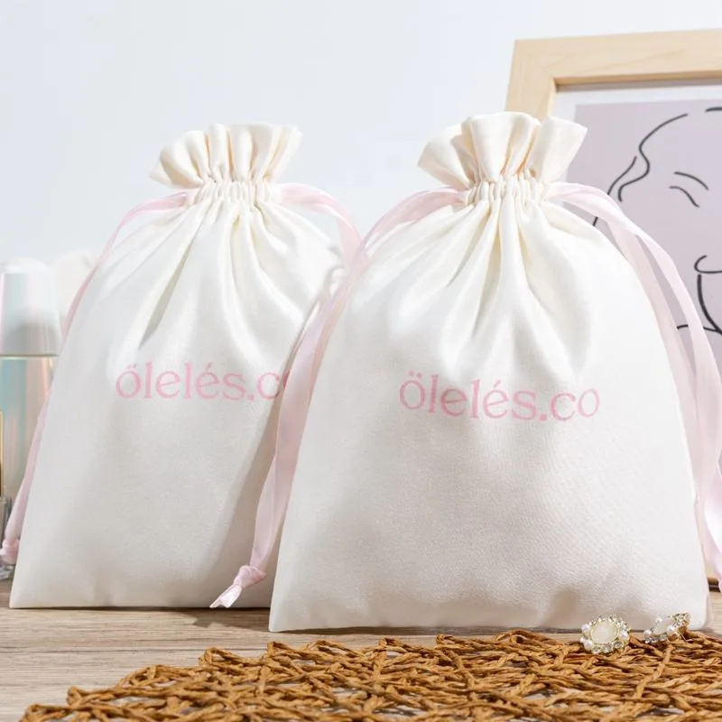 White Cotton Drawstring Pouch