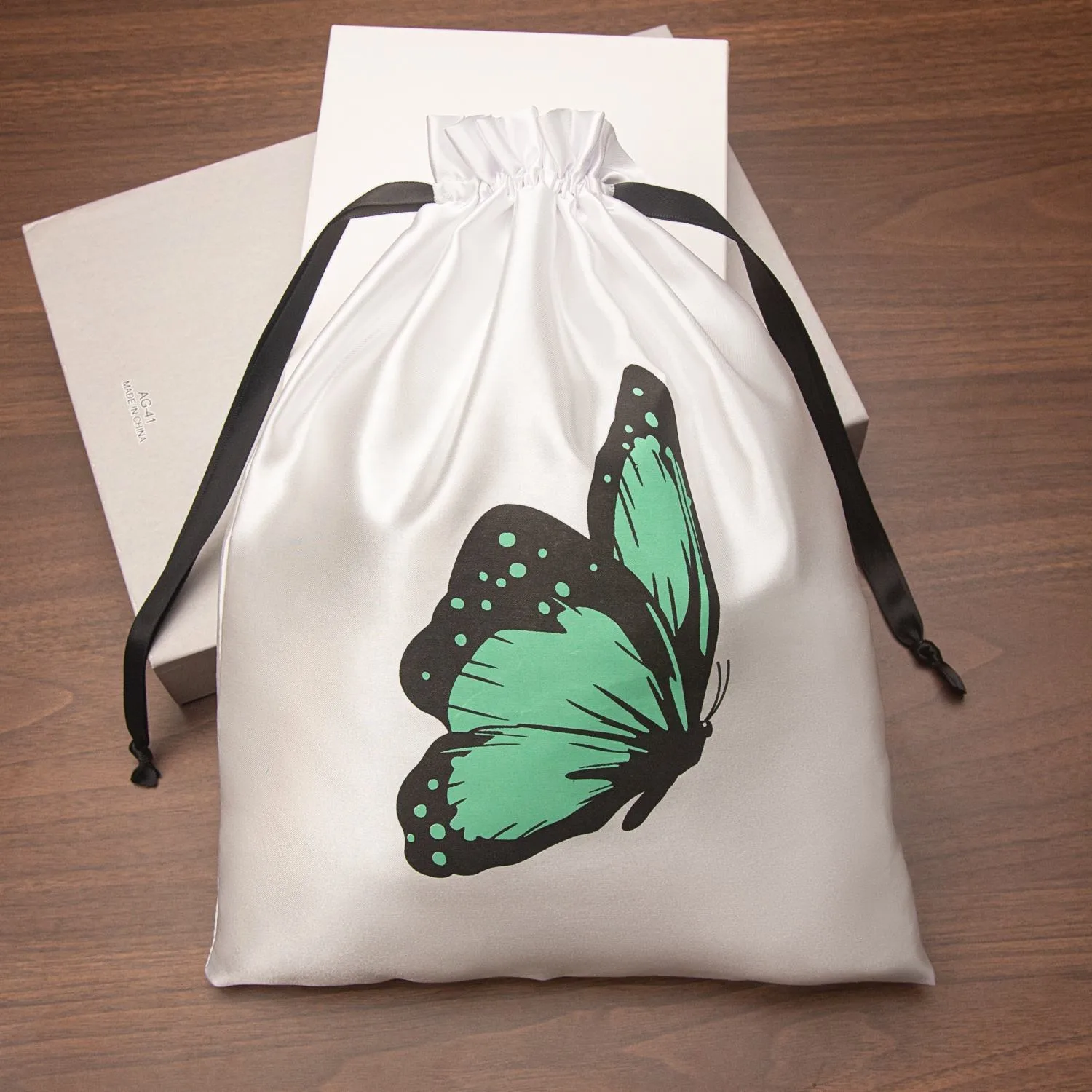 White Satin Drawstring Pouch