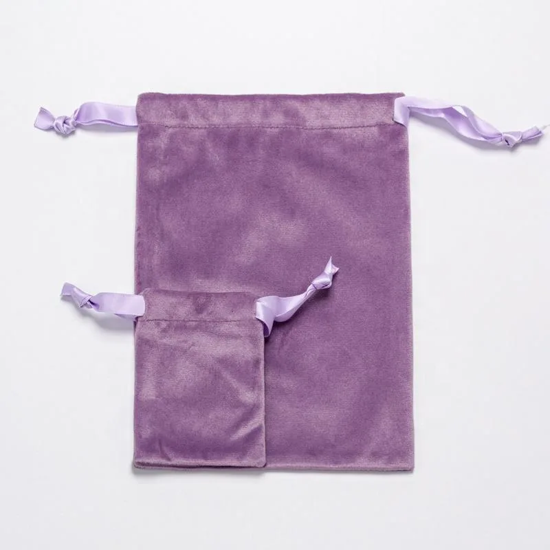 Purple Velvet Drawstring Pouch