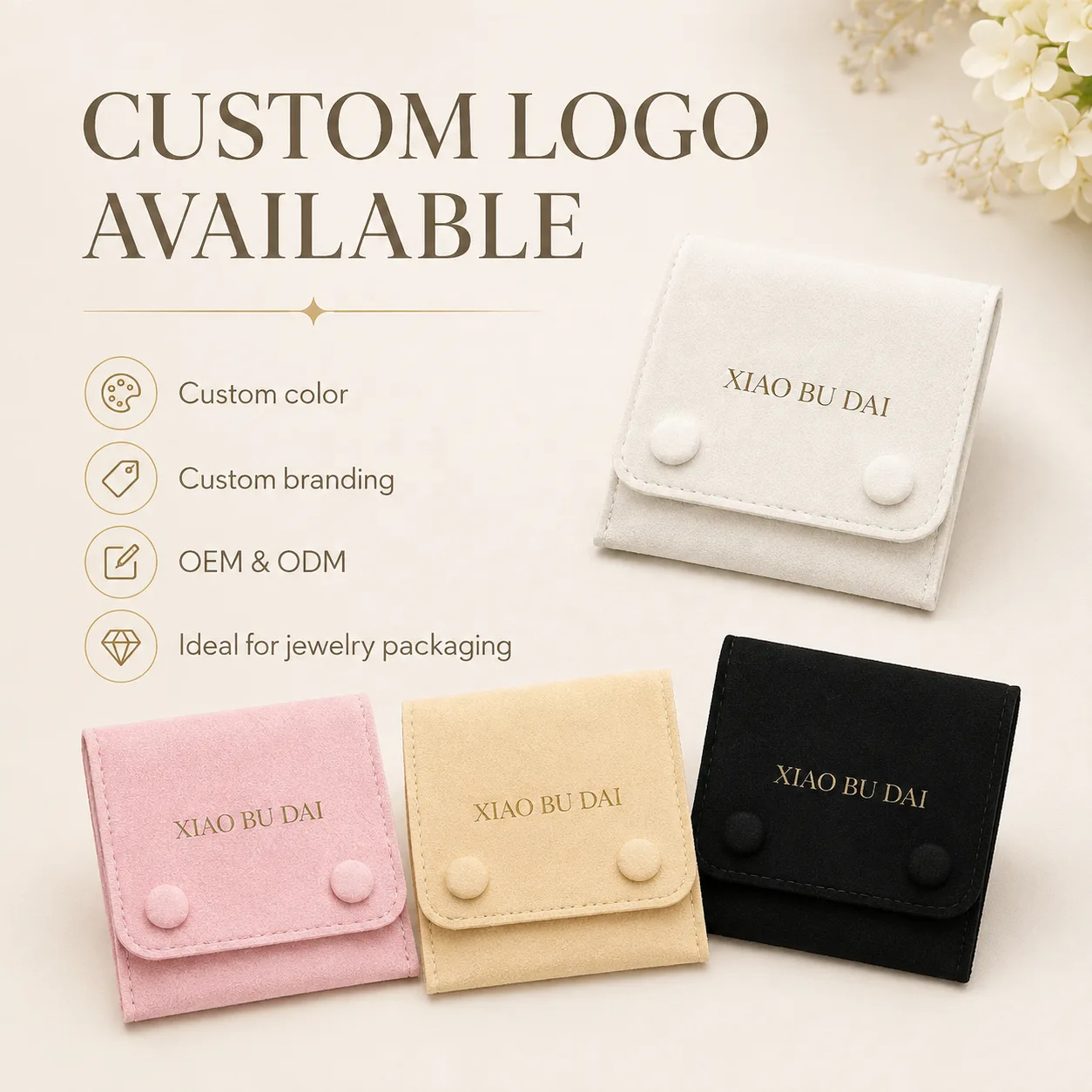 Beige Microfiber Envelope Pouch
