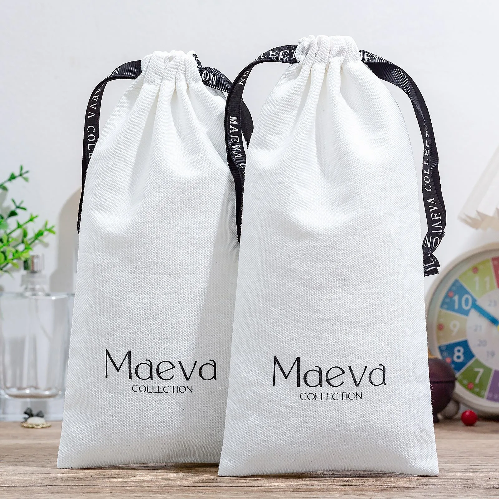 Textured Fabric Drawstring Pouch