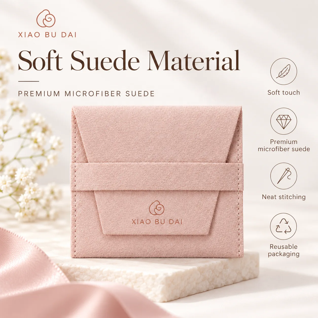 Dusty Rose Microfiber Envelope Pouch