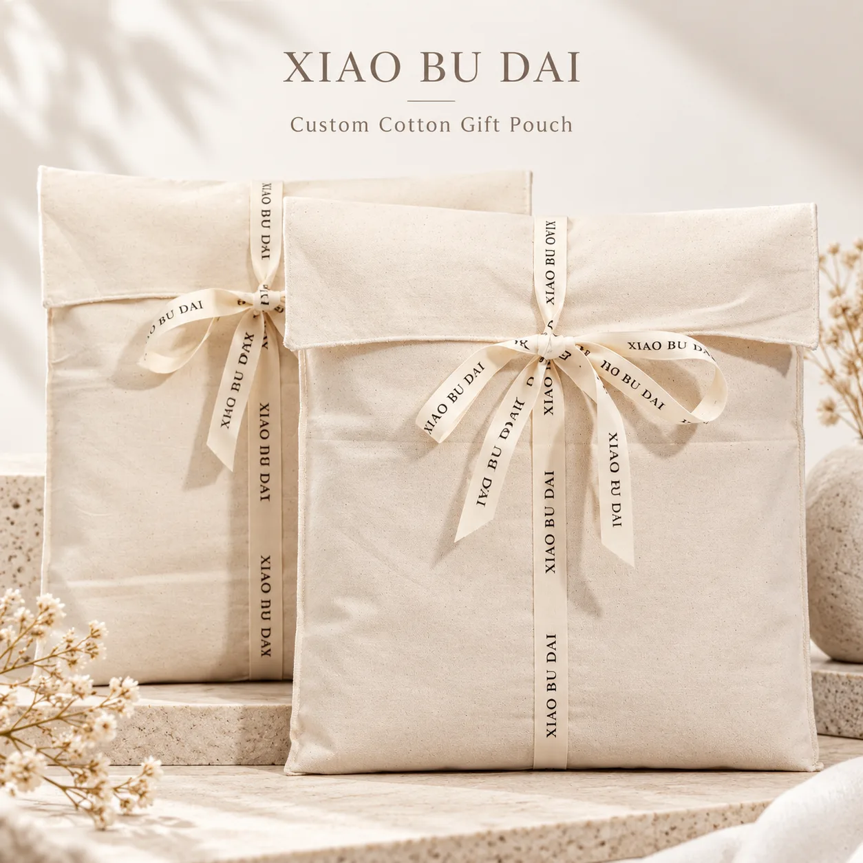 Cotton Ribbon-Tie Dust Bag