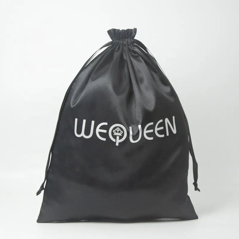 Black Satin Drawstring Pouch
