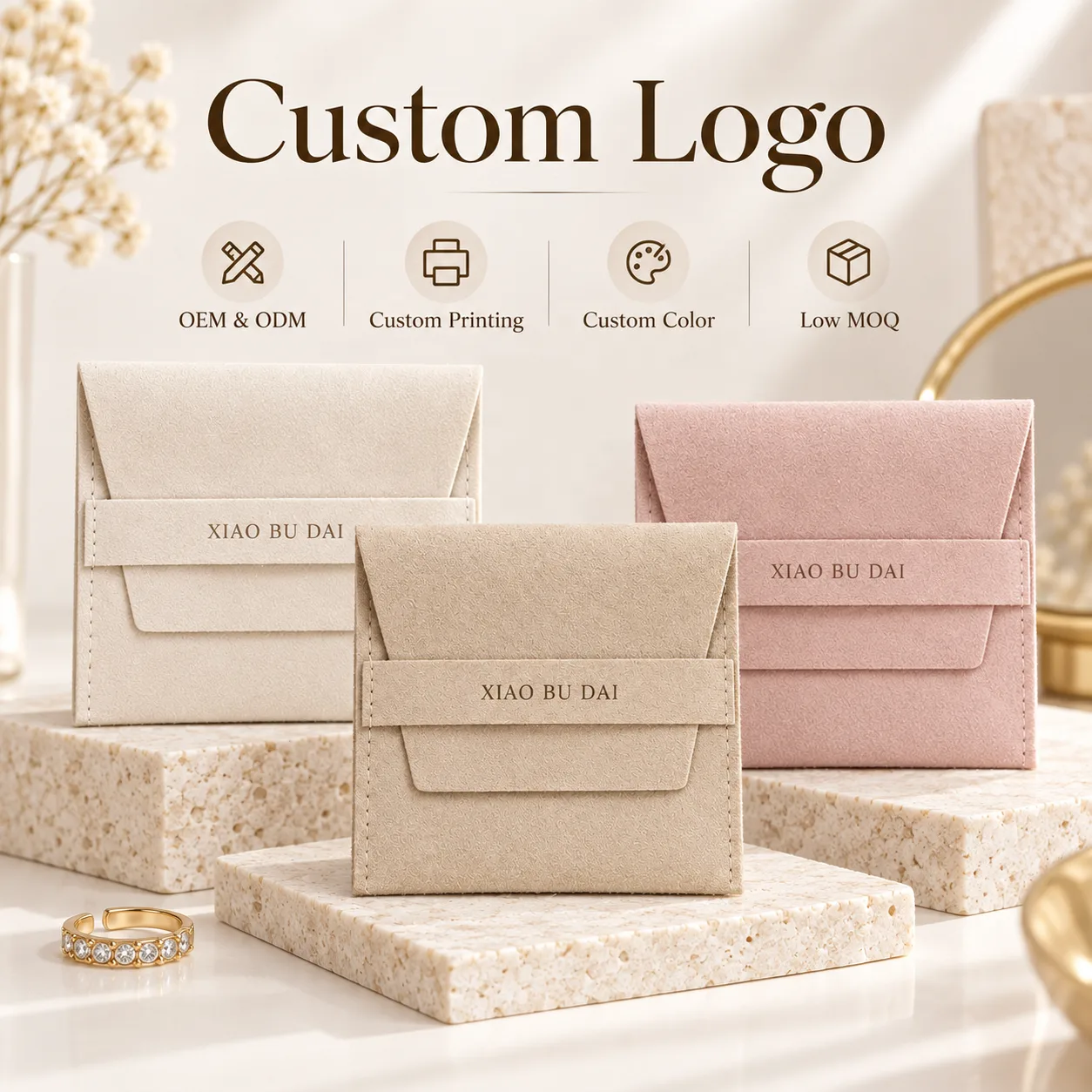Beige Microfiber Packaging Style