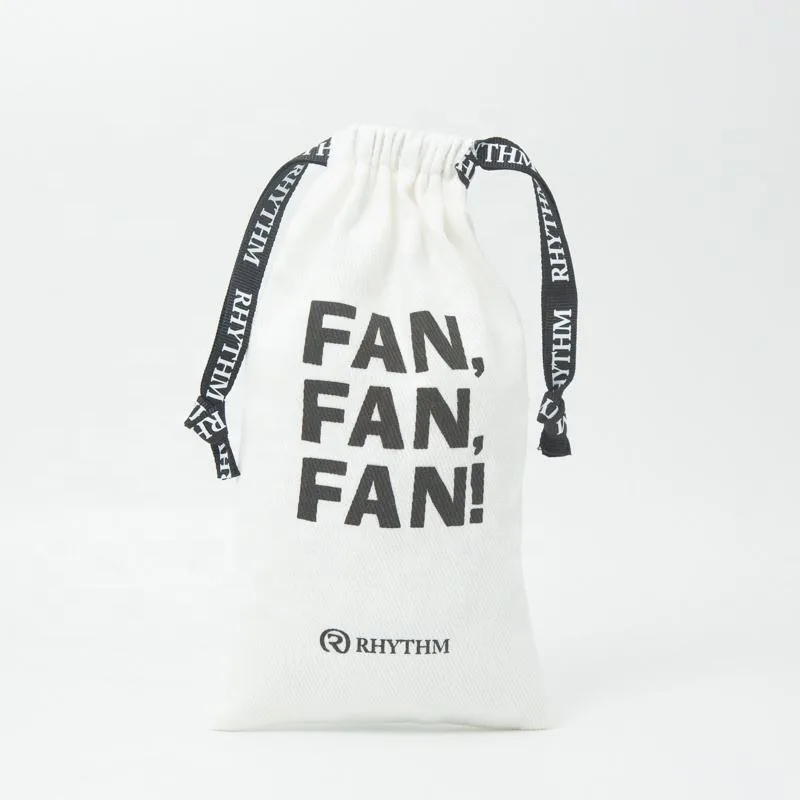 White Cotton Drawstring Pouch