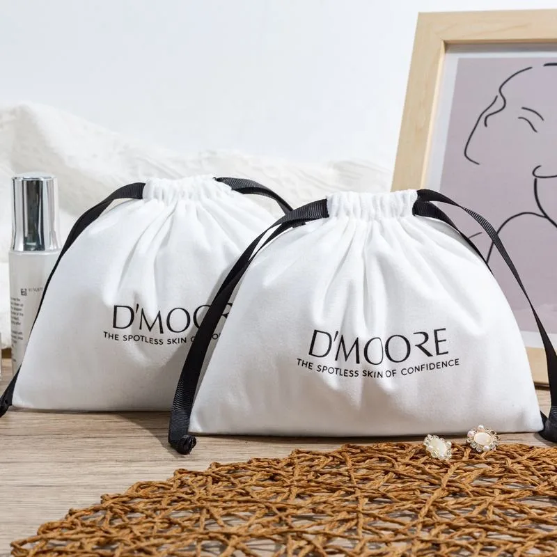 White Velvet Drawstring Pouch