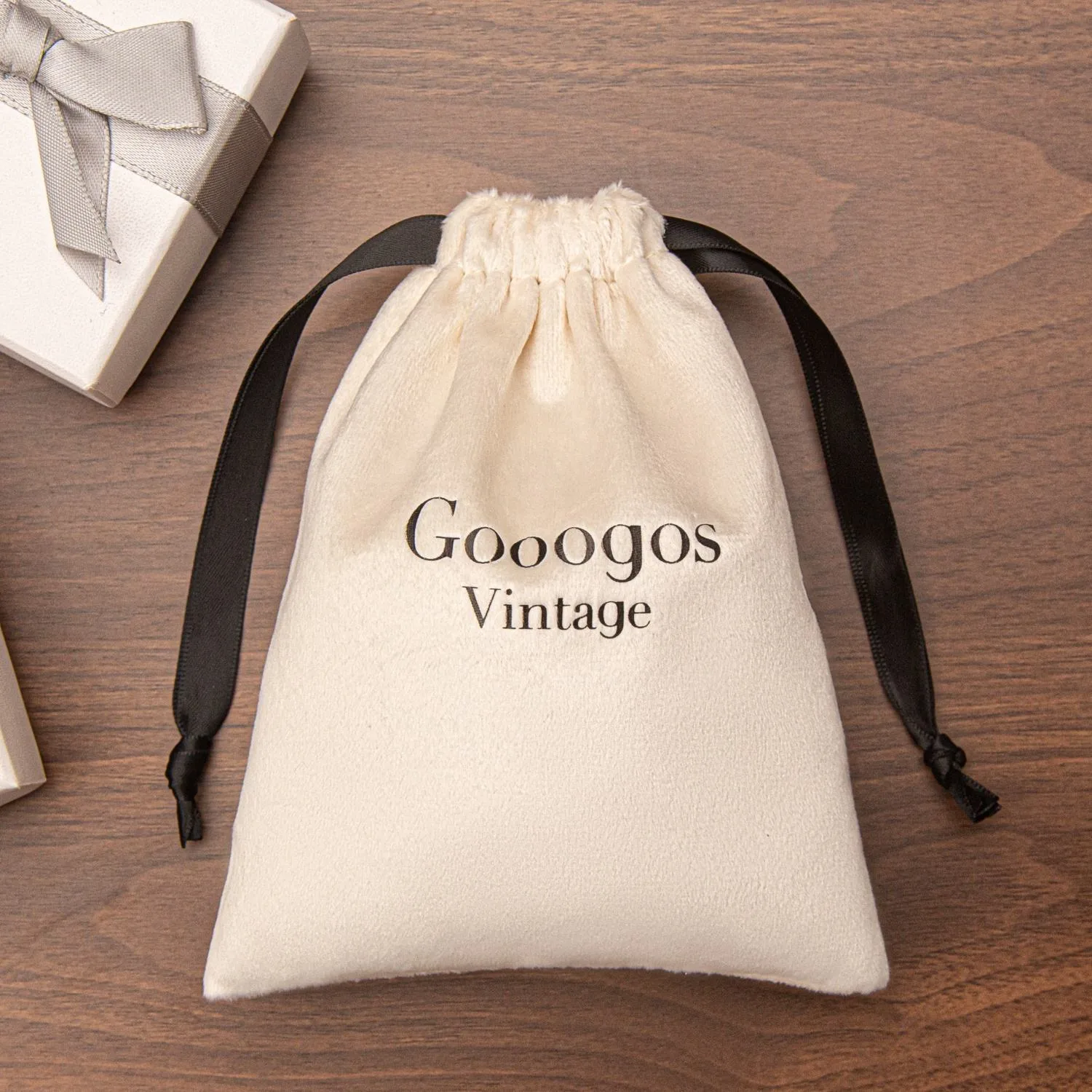 Cream Velvet Drawstring Pouch