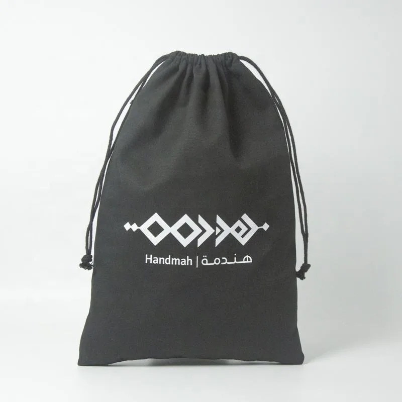 Black Fabric Drawstring Pouch