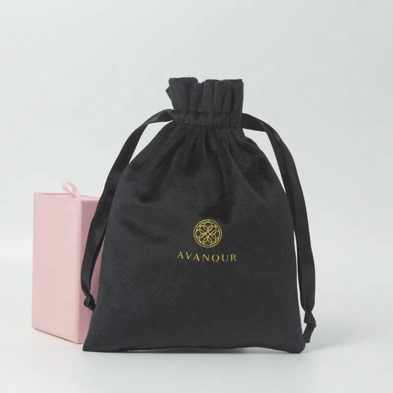 Black Velvet Drawstring Pouch