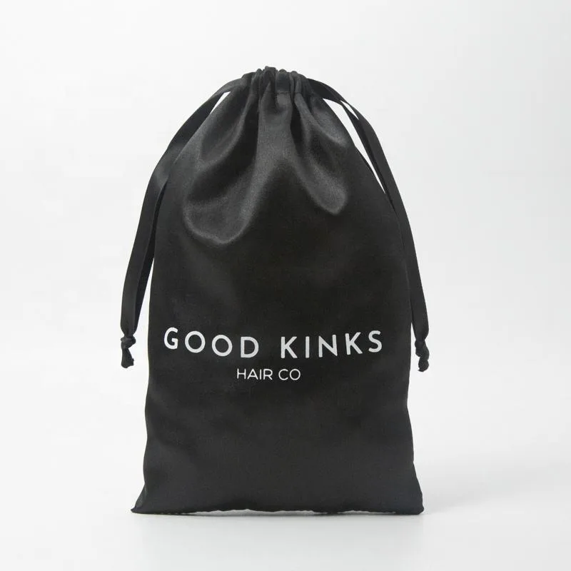 Black Satin Drawstring Pouch