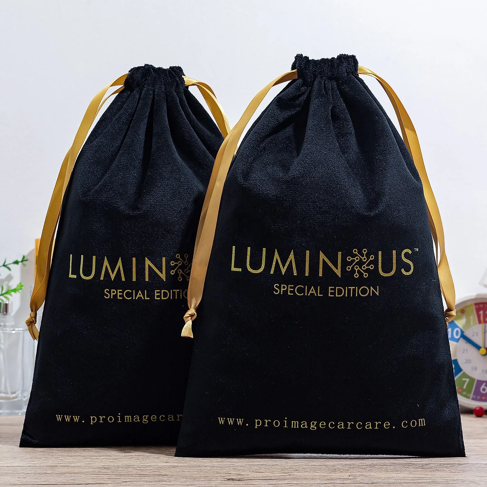Brown Velvet Drawstring Pouch