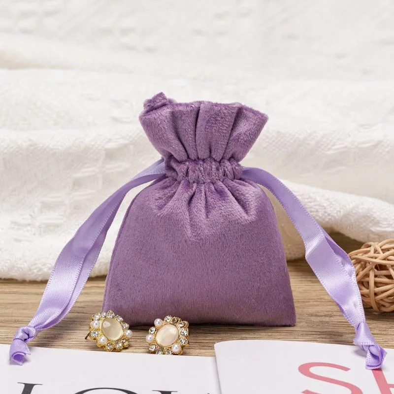 Purple Velvet Drawstring Pouch