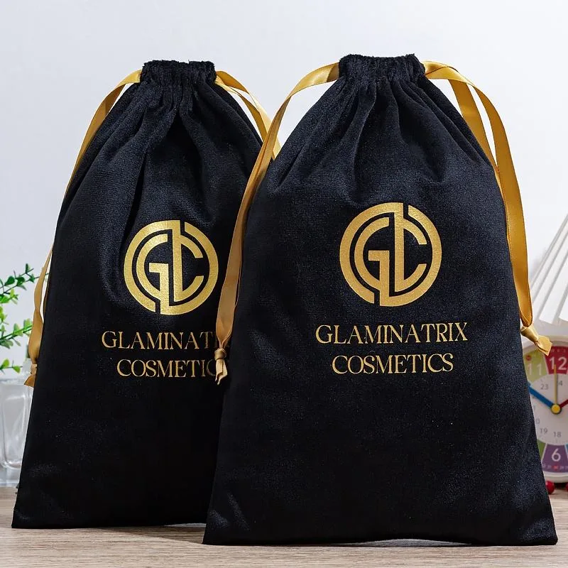 Black Velvet Drawstring Pouch