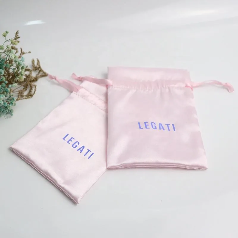 White Satin Drawstring Pouch
