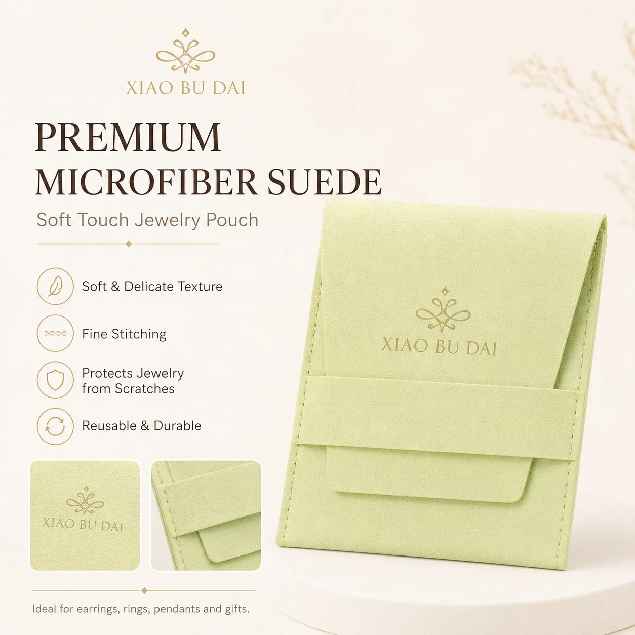 Sage Green Microfiber Envelope Pouch
