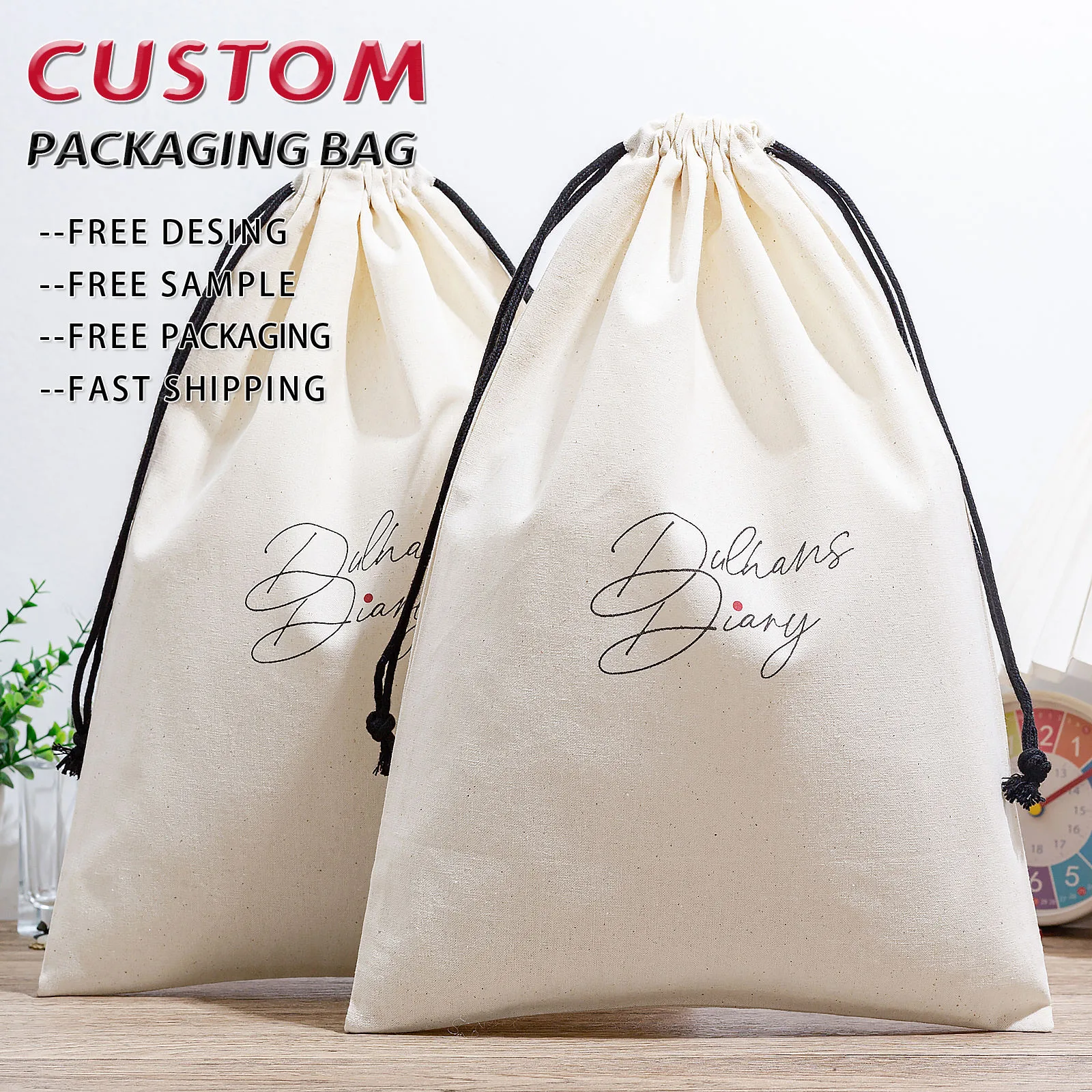Textured Fabric Drawstring Pouch