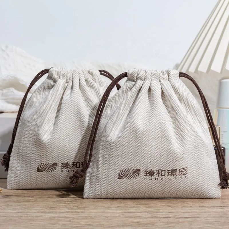 Textured Fabric Drawstring Pouch