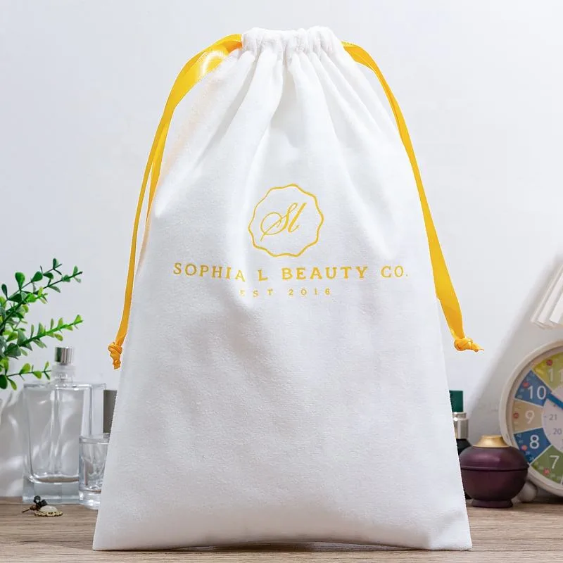 White Velvet Drawstring Pouch