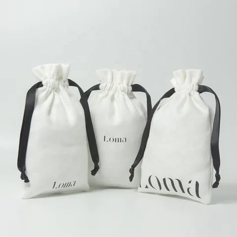 White Cotton Drawstring Pouch