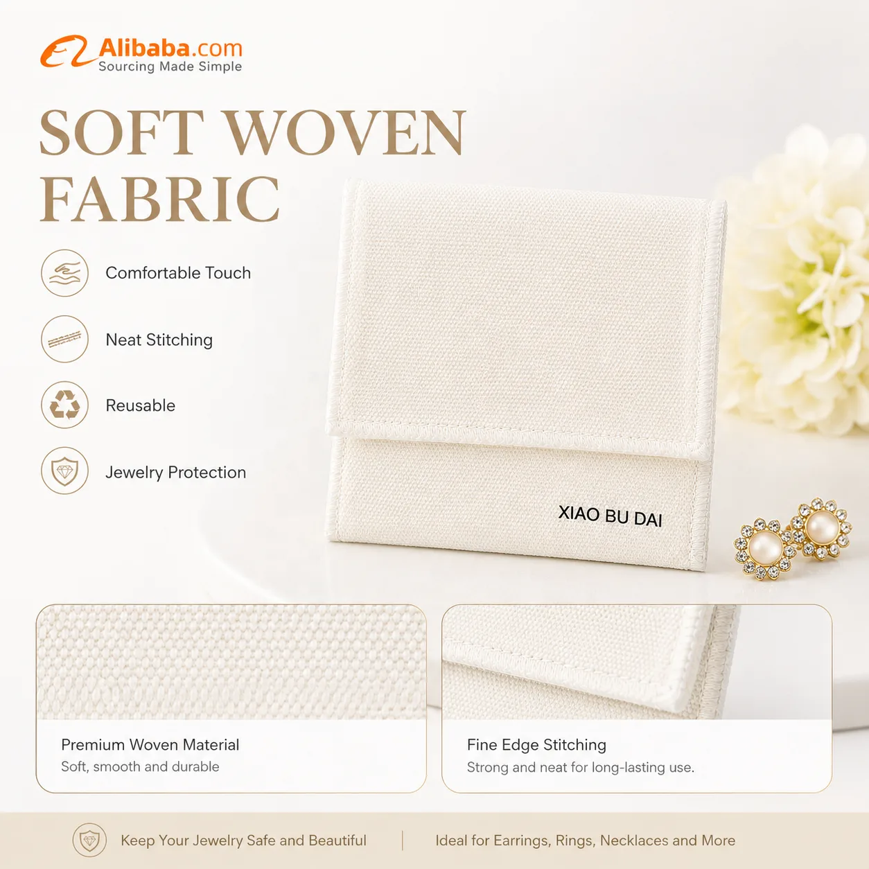 Cream Satin Envelope Pouch