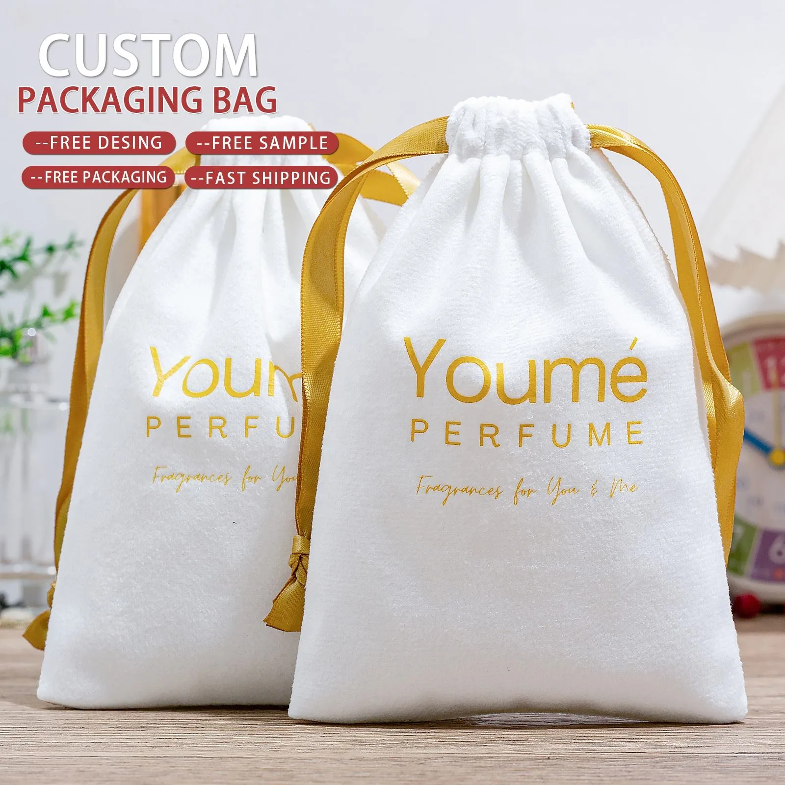 White Microfiber Drawstring Pouch