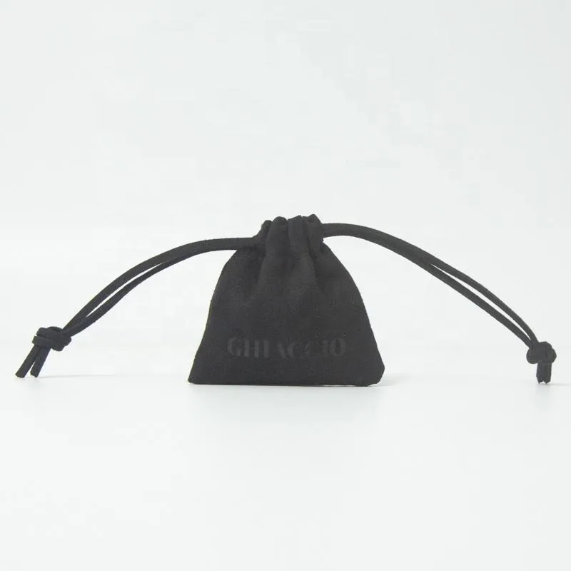 Black Microfiber Drawstring Pouch