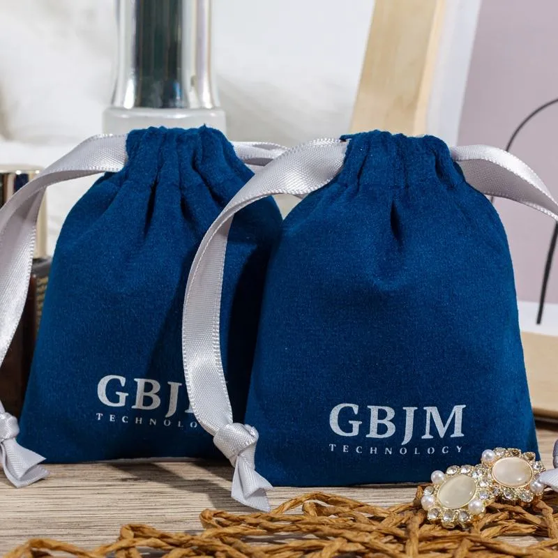 Blue Velvet Drawstring Pouch