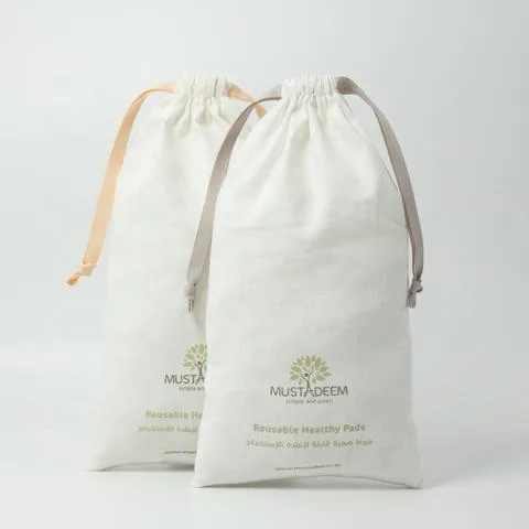 White Cotton Drawstring Pouch